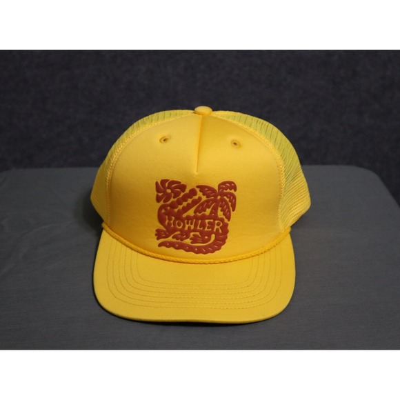 Howler Brothers Other - Howler Bros Hat Adult One Size Yellow Palm Tree Rope Cap Snap Back Trucker EUC